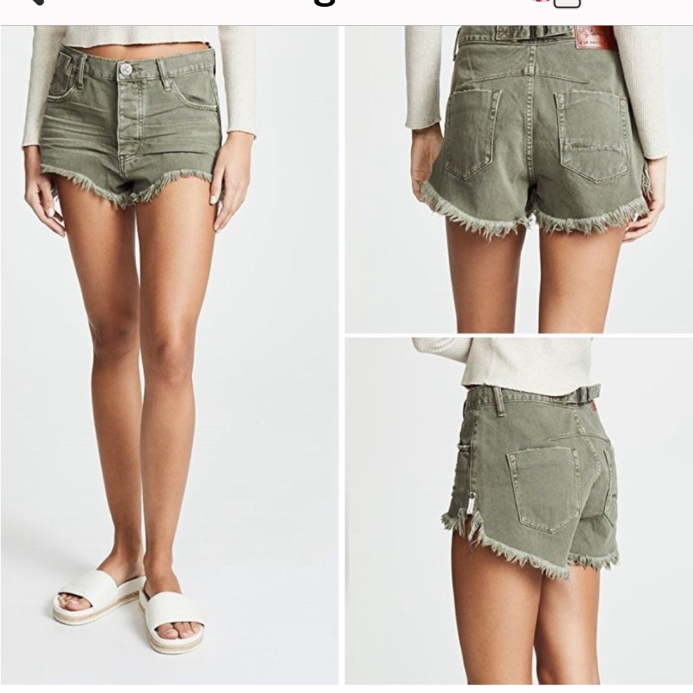 𝅺One Teaspoon Le Wolves Shorts Green Super Khaki 26